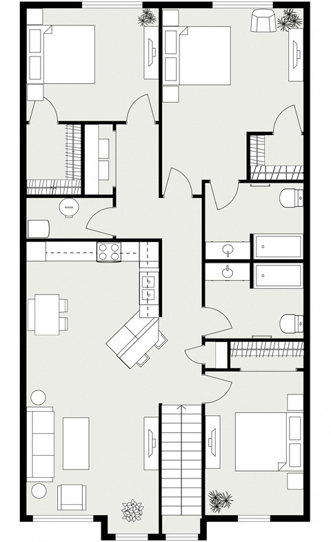 Floor plan for 3 beds, 2 baths, 1431 sqft